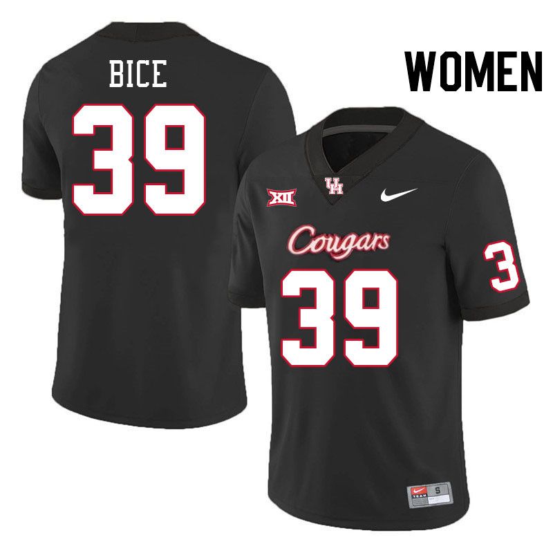 Women #39 Austin Bice Houston Cougars College Football Jerseys Stitched-Black